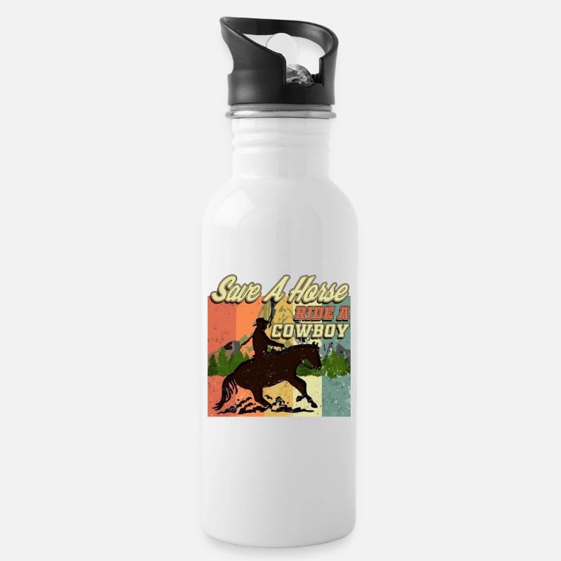 Westernreiten - Trinkflasche mit integriertem Trinkhalm - Weiß