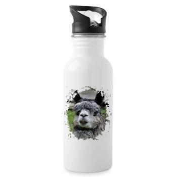 Alpaga alpaga alpaga lama lama lama - Gourde avec paille intégrée - blanc - Droite