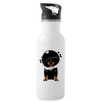 Chien - astronaute cosmonaute astronaute teckel - Gourde avec paille intégrée - blanc - Droite