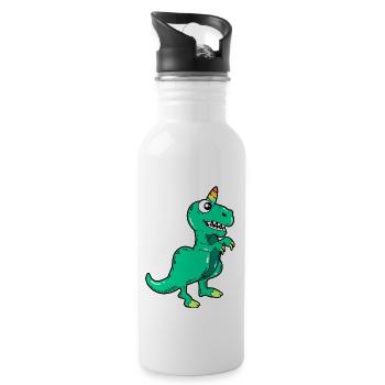 Unicorn dinosaur - Water bottle with straw - white - Right