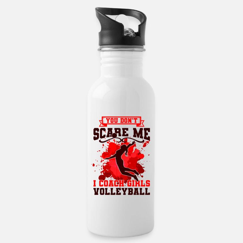 Volleyball Coach - Trinkflasche mit integriertem Trinkhalm - Weiß