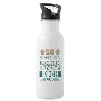 Cooler Koch Bester Koch Geschenk Herren Jungen - Trinkflasche mit integriertem Trinkhalm - Weiß - Rechts