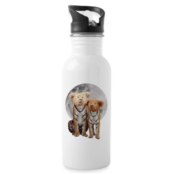 Collage Kunst Surreal Tiger Teddy Geschenk Design - Trinkflasche mit integriertem Trinkhalm - Weiß - Rechts