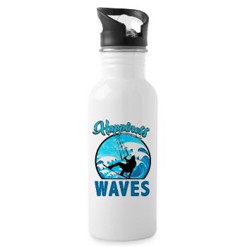 Kitesurfing, kiteboarding - Water bottle with straw - white - Right