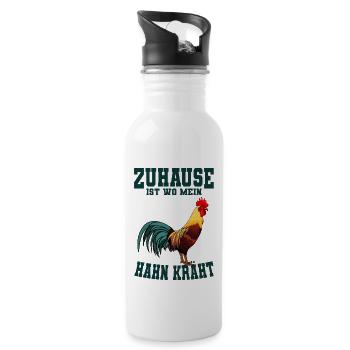 Hahn - Trinkflasche mit integriertem Trinkhalm - Weiß - Rechts