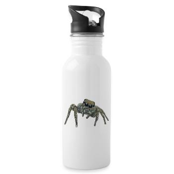 Horror Spinne Phobie Panik Spinnen Halloween - Trinkflasche mit integriertem Trinkhalm - Weiß - Rechts