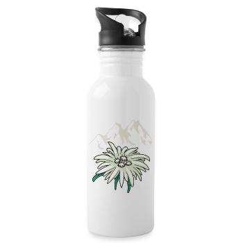 Mountains mountains peaks Edelweiß Blume Tirol - Water bottle with straw - white - Right