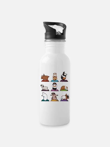 Yoga méditation cochon d'Inde Yogi Namaste cadeau - Gourde avec paille intégrée - blanc