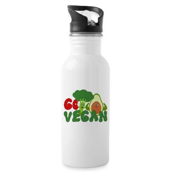 vegan, vegan, go vegan - Gourde avec paille intégrée - blanc - Droite