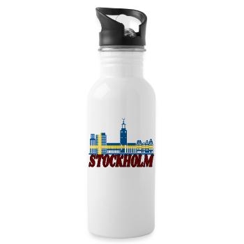 Suède, Stockholm - Gourde avec paille intégrée - blanc - Droite