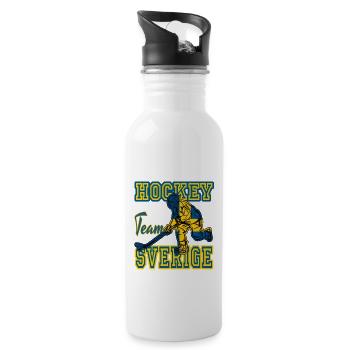 Sweden, ice hockey - Water bottle with straw - white - Right