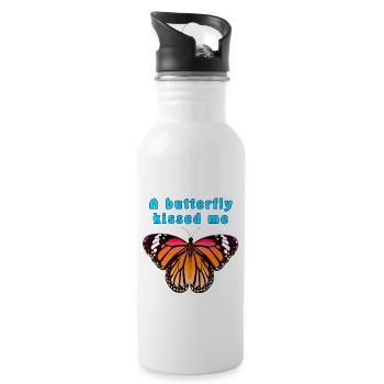 Butterfly A butterfly kissed me - Water bottle with straw - white - Right