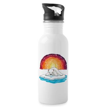 Polar bear baby wildlife nature children climate - Water bottle with straw - white - Right