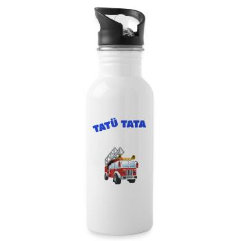 10. Geburtstag Feuerwehr Geschenk - Trinkflasche mit integriertem Trinkhalm - Weiß - Rechts