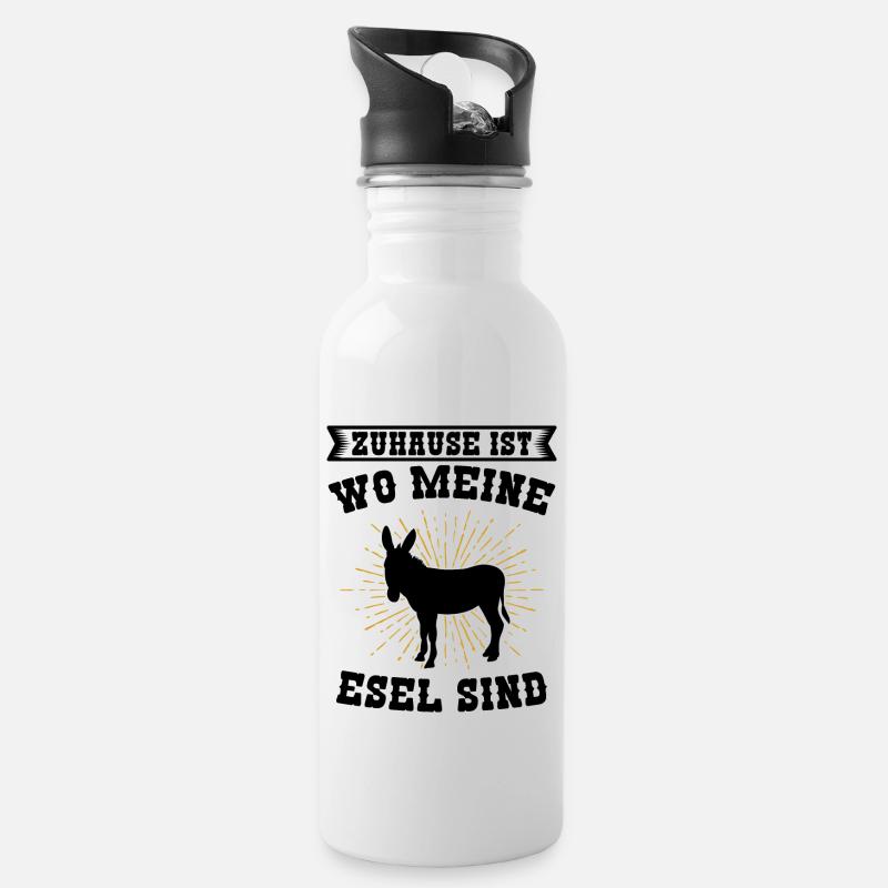 Esel - Trinkflasche mit integriertem Trinkhalm - Weiß