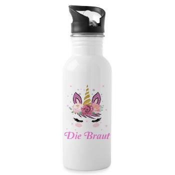 Damen JGA Geschenk Junggesellenabschied Die Braut - Trinkflasche mit integriertem Trinkhalm - Weiß - Rechts