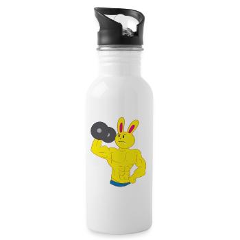 Une barre de formation de biceps de bodybuilder de lapin de dent - Gourde avec paille intégrée - blanc - Droite
