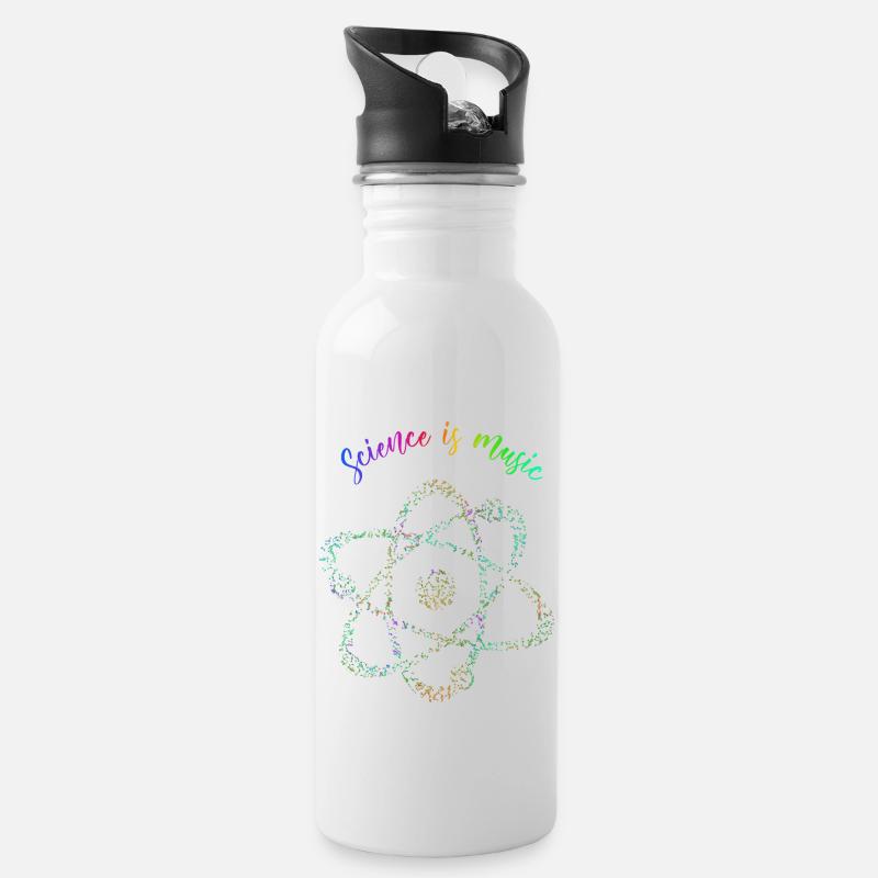 science is music - Trinkflasche mit integriertem Trinkhalm - Weiß