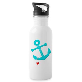 Sea love home anchor heart - Water bottle with straw - white - Right