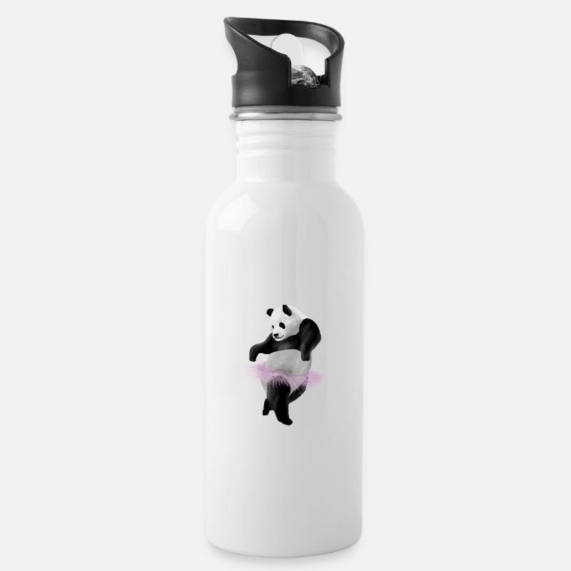 Panda danse - Gourde avec paille intégrée - blanc