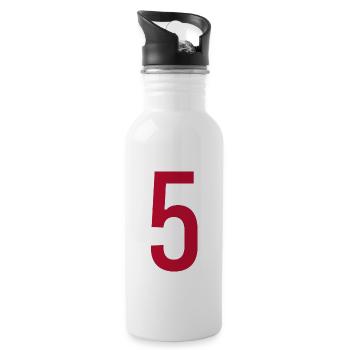 Number 5 number five - Water bottle with straw - white - Right