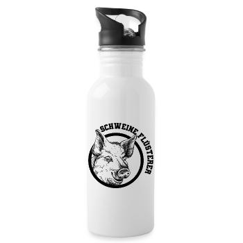 Schweine Flüsterer - Trinkflasche mit integriertem Trinkhalm - Weiß - Rechts