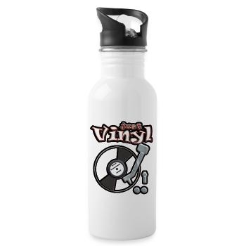 Just Vinyl Turntable metallic - Trinkflasche mit integriertem Trinkhalm - Weiß - Rechts