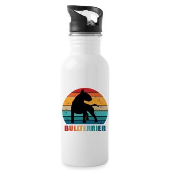 Bull terrier - Water bottle with straw - white - Right