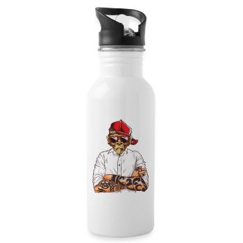 Cool Monkey avec lunettes de soleil et casquette en forme de cœur - Gourde avec paille intégrée - blanc - Droite