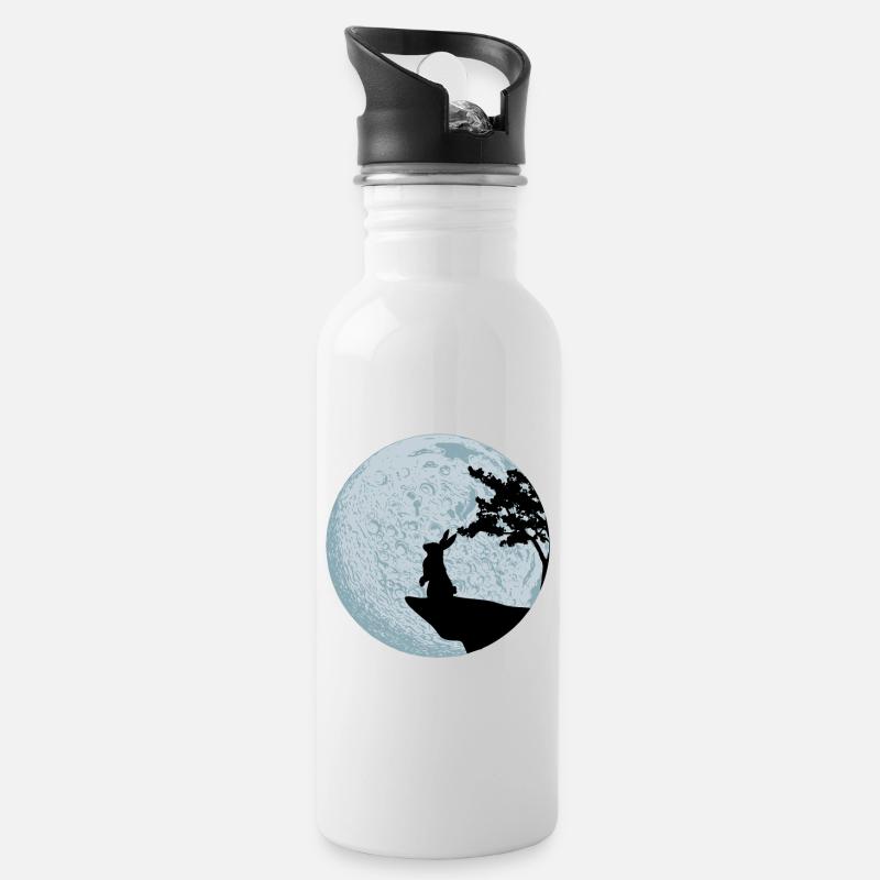 Hase - Trinkflasche mit integriertem Trinkhalm - Weiß