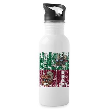 Bull vs Bear Stock Exchanges Tshirt - Water bottle with straw - white - Right