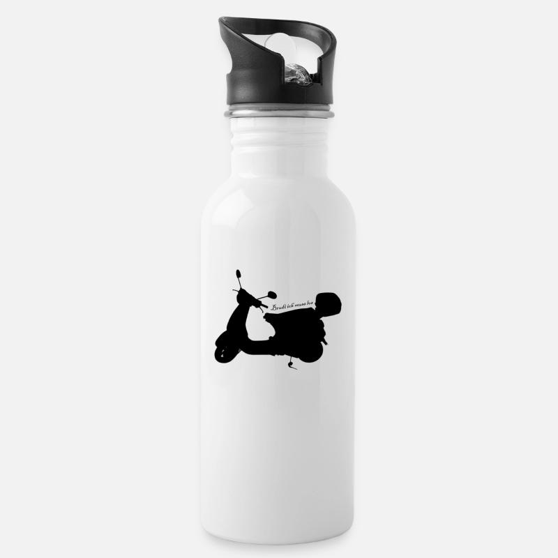 Roller Urlaub - Trinkflasche mit integriertem Trinkhalm - Weiß
