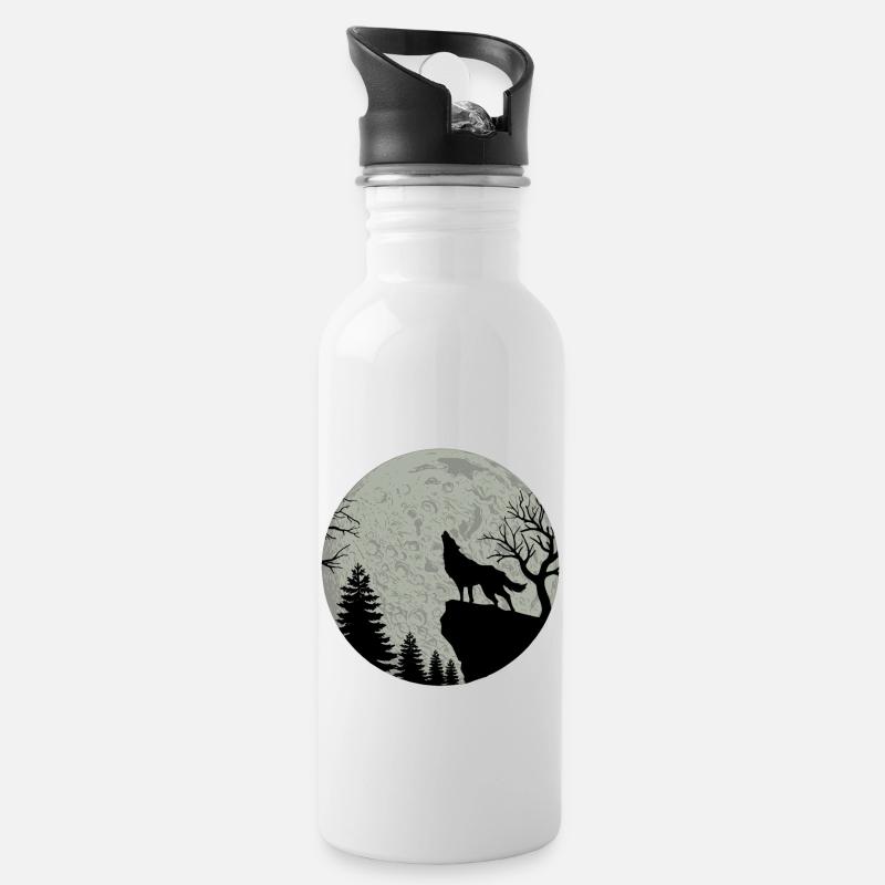 Loup - Gourde avec paille intégrée - blanc