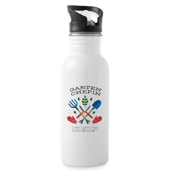 Garten Chefin Gärtnerin aus Leidenschaft Gärtnern - Trinkflasche mit integriertem Trinkhalm - Weiß - Rechts