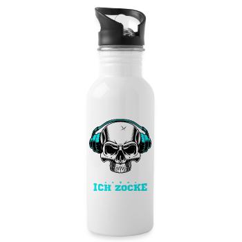 Ich hör dich nicht ich zocke Gamer Zocker Gaming - Trinkflasche mit integriertem Trinkhalm - Weiß - Rechts