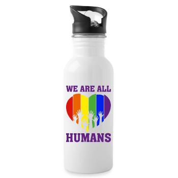 Christopher Streed Day We are ALL HUMANS Geschenk - Trinkflasche mit integriertem Trinkhalm - Weiß - Rechts