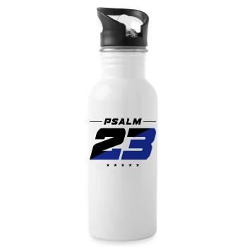 psalm 23 bible verse - Water bottle with straw - white - Right