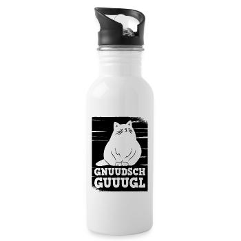 Knutschkugel auf sächsisch Katze für Katzenfreunde - Trinkflasche mit integriertem Trinkhalm - Weiß - Rechts