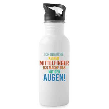Sprüche Mittelfinger - Trinkflasche mit integriertem Trinkhalm - Weiß - Rechts