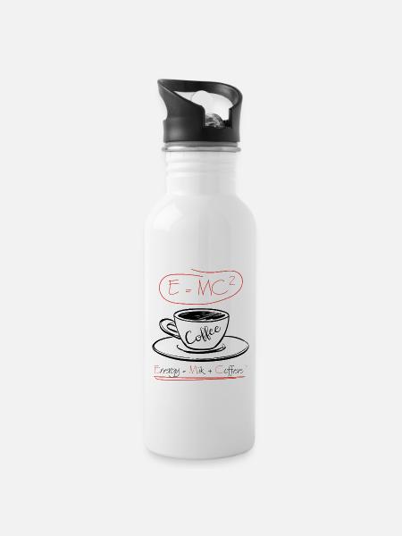E = MC2 - Trinkflasche mit integriertem Trinkhalm - Weiß