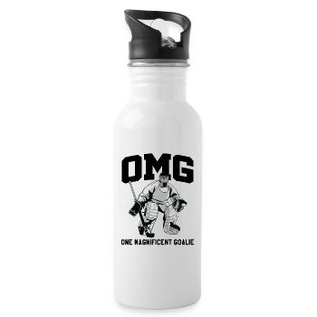 Ice hockey goalkeeper goalie hockey keeper gift - Water bottle with straw - white - Right