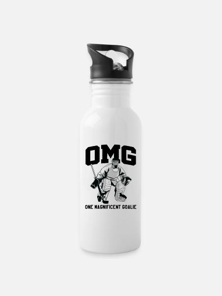 Eishockeytorhüter Goalie Eishockey Keeper Geschenk - Trinkflasche mit integriertem Trinkhalm - Weiß