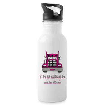Trucker Babe LKW Fahrerin Kraftfahrerin Frauen - Trinkflasche mit integriertem Trinkhalm - Weiß - Rechts