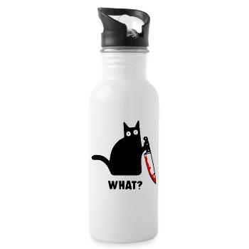 Quel chat effrayant avec un couteau à la main - Gourde avec paille intégrée - blanc - Droite