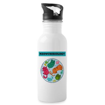 Meowcrobiology - Trinkflasche mit integriertem Trinkhalm - Weiß - Rechts