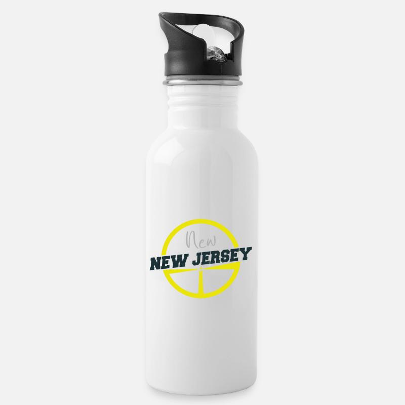 Typography New New Jersey - Water bottle with straw - white