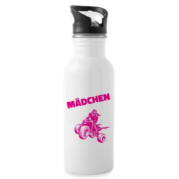 Quad Fahrerin Mädchen Frauen lustiges Quad Fahrer - Trinkflasche mit integriertem Trinkhalm - Weiß - Rechts