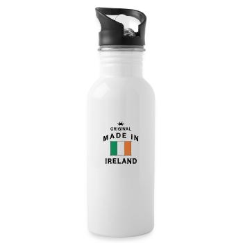 Made in Ireland flag flag - Water bottle with straw - white - Right