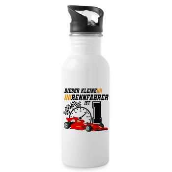 1. Geburtstag Rennfahrer - Trinkflasche mit integriertem Trinkhalm - Weiß - Rechts