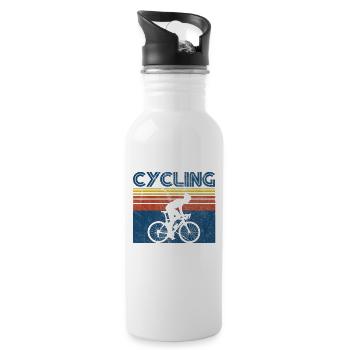 Cycling racing cyclist racing bike retro gift - Water bottle with straw - white - Right